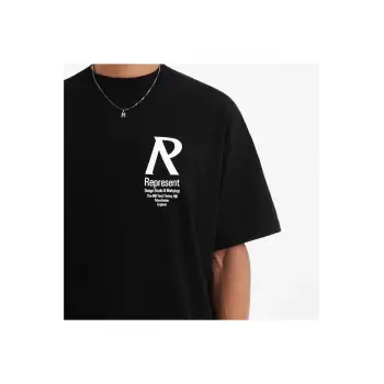 Erkek Siyah Represent Baskılı Bisiklet Yaka Tshirt