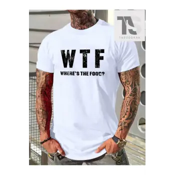 Erkek Slogan Baskılı Kısa Kollu Tişört