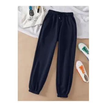 Essnce Solid Drawstring Waist Thermal Lined 4 Mevsim Eşofman