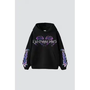 Eternal Text Baskılı Oversize Unisex Siyah