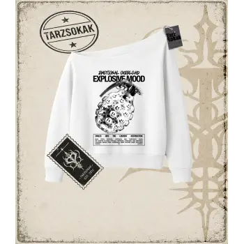 EXPLOTION MOOD Kadın Kayık Yaka Sweatshirt