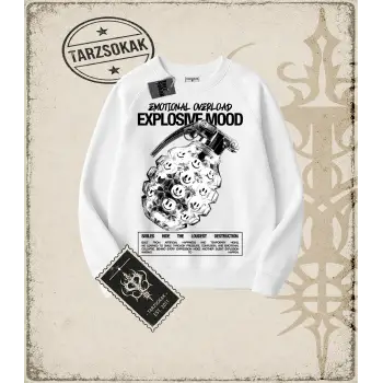 EXPLOTION MOOD Oversize Unisex Bisiklet Yaka Sweatshirt