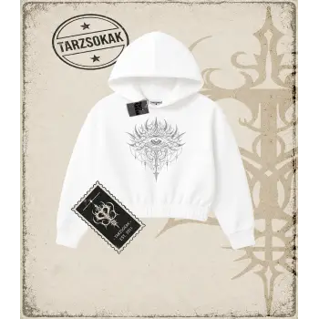 EYE Kadın Crop Kapşonlu Sweatshirt