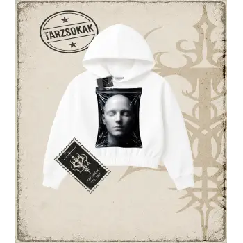 FACE HALFTONE Kadın Crop Kapşonlu Sweatshirt
