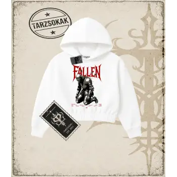 FALLEN Kadın Crop Kapşonlu Sweatshirt