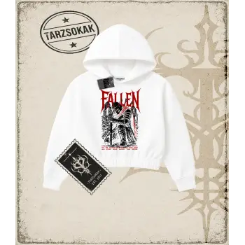 FALLEN Kadın Crop Kapşonlu Sweatshirt