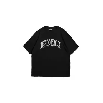 Favela Taş Baskılı Oversize Unisex Siyah