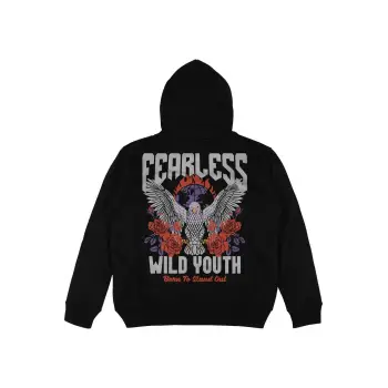 Fearless Siyah Oversize Unisex Kapüşonlu Sweatshirt Hoodie