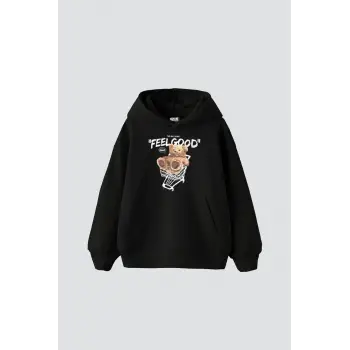 Feel Good Baskılı Oversize Unisex Siyah
