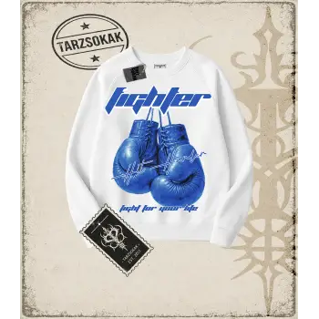 FIGHTER Oversize Unisex Bisiklet Yaka Sweatshirt
