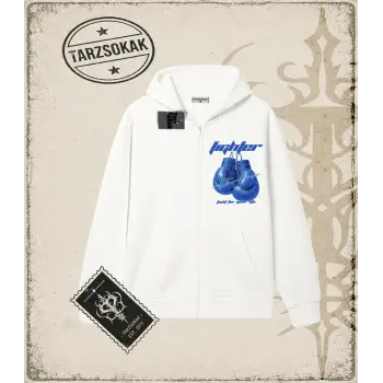 FIGHTER Oversize Unisex Hırka & Çeket Fermuarlı Sweatshirt