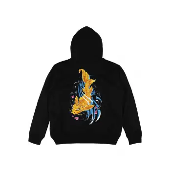 Fish Siyah Oversize Unisex Kapüşonlu Sweatshirt Hoodie