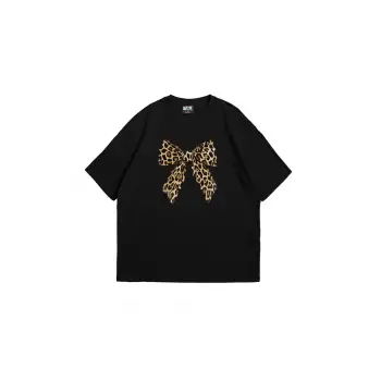 Fiyonk Leopar Baskılı 24/1 Oversize Unisex Siyah
