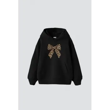 Fiyonk Leopar Baskılı Oversize Unisex Premium Siyah