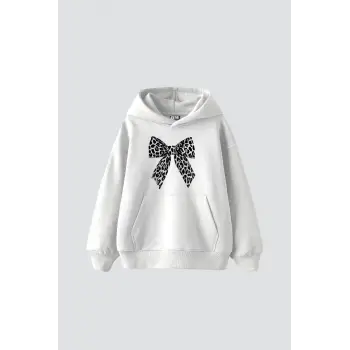 Fiyonk Leopar V2 Baskılı Oversize Unisex Premium Beyaz