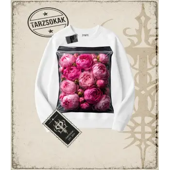 FLOWERS Oversize Unisex Bisiklet Yaka Sweatshirt