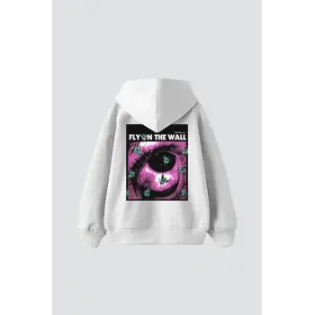 Fly On The Wall Baskılı Oversize Unisex Beyaz