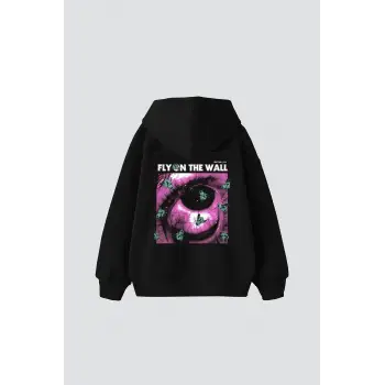 Fly On The Wall Baskılı Oversize Unisex Siyah