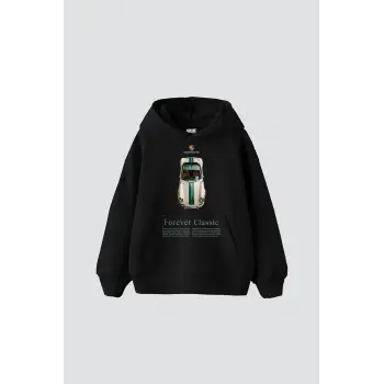 Forever Classic Baskılı Oversize Unisex Siyah