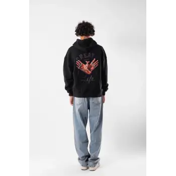 Free Gangster Baskılı Oversize Unisex Siyah