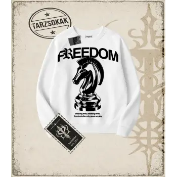 FREEDOM Oversize Unisex Bisiklet Yaka Sweatshirt