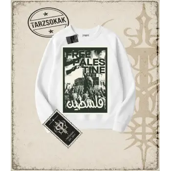 FREEPALESTINE   Oversize Unisex Bisiklet Yaka Sweatshirt