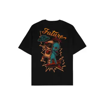 Future History Siyah Oversize Unisex T-shirt