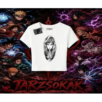 Gaara Naruto Anime Karakteri Kadın Baby Tee Beyaz