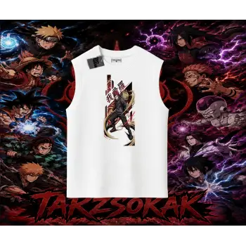 Gaara Naruto Anime Karakteri Oversize Unisex Kolsuz Tişört Beyaz