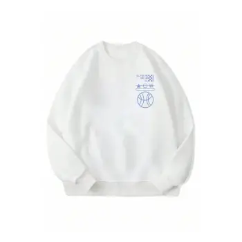 Geo & Letter Graphic Pullover Beyaz