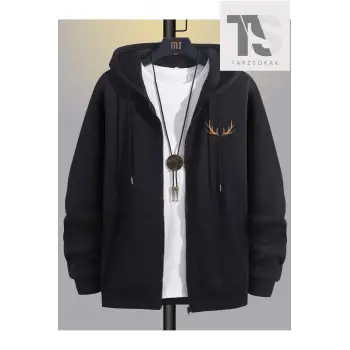 Geyik Boynuz Sweatshirt Fermuarlı Hırka