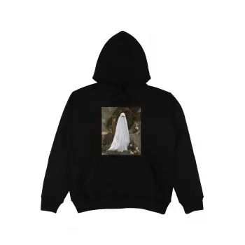 Ghost Siyah Oversize Unisex Kapüşonlu Sweatshirt Hoodie