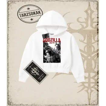 GODZILLA Kadın Crop Kapşonlu Sweatshirt