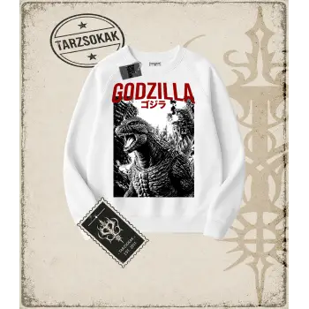 GODZILLA Oversize Unisex Bisiklet Yaka Sweatshirt