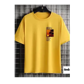 Göğüs Beach Baskılı Oversize Erkek T-Shirt