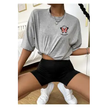 Göğüs Beach Baskılı Oversize Erkek T-Shirt