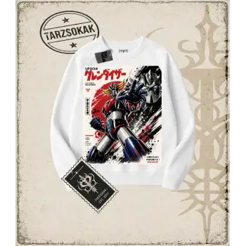 Goldorak Anime Baskılı Oversize Unisex Bisiklet Yaka Sweatshirt