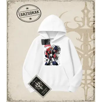 Goldorak Anime Baskılı Oversize Unisex Kapşonlu Sweatshirt