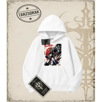 Goldorak Anime Baskılı Oversize Unisex Kapşonlu Sweatshirt