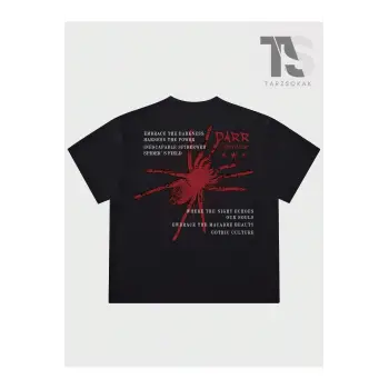 Goth Erkek Örümcek Sloganlı Grafik Tişört