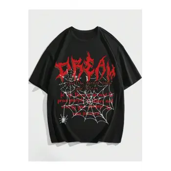 Goth Guys Mektup ve Örümcek Ağı Baskılı Harajuku Style