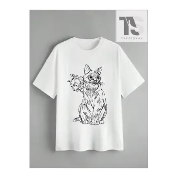 Goth Kedi Baskı Günlük Giyim Tişört