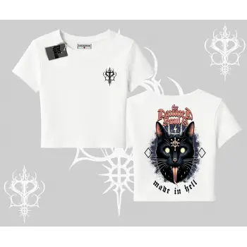 Gothic Cat Made in Hell Baskılı Sweatshirt Babby Tee Tshirt