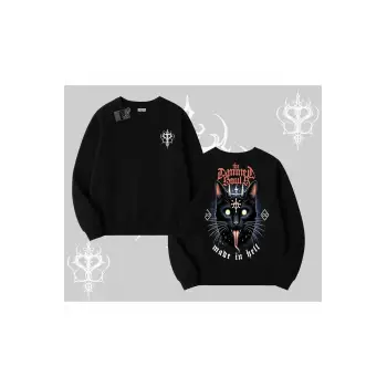 Gothic Cat Made in Hell Baskılı Sweatshirt Biskilet Sweatshirt
