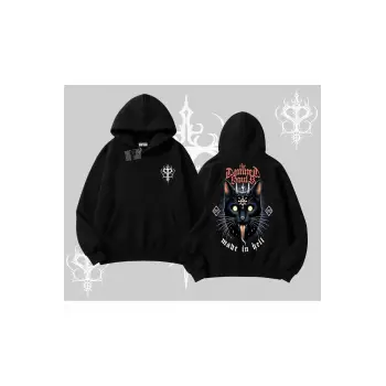 Gothic Cat Made in Hell Baskılı Sweatshirt Kapşonlu Sweatshirt
