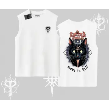 Gothic Cat Made in Hell Baskılı Sweatshirt Kolsuz Tshirt
