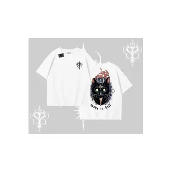 Gothic Cat Made in Hell Baskılı Sweatshirt Oversize Tshirt