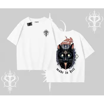 Gothic Cat Made in Hell Baskılı Sweatshirt Oversize Tshirt