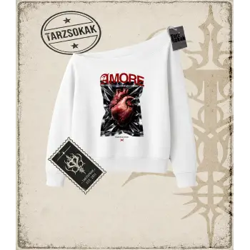 Gotik & Grunge STREETWEAR AMORE HALFTONE Kayık Yaka Sweatshirt