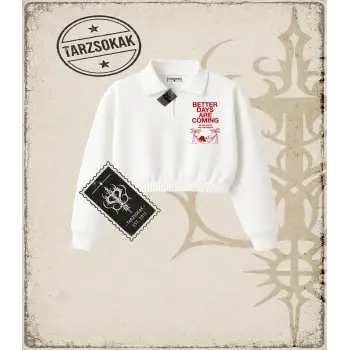 Gotik & Grunge STREETWEAR BETTER DAYS Yarım Fermuarlı Crop  Sweatshirt